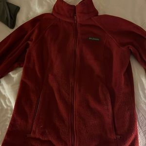 Red Columbia Zip Up Sweater
